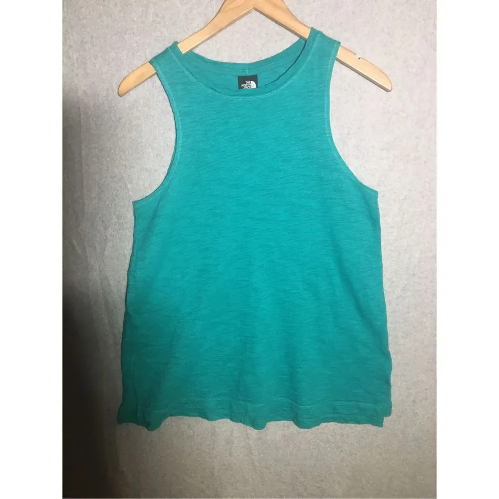 Womens The North Face Tank Top Cotton Teal Blue Casual Hiking Outdoors Camping